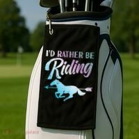 Id Rather Be Riding Horse Rider Equestrian Golf Towel thumb 2
