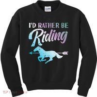 Id Rather Be Riding Horse Rider Equestrian Kids Sweatshirt thumb 0