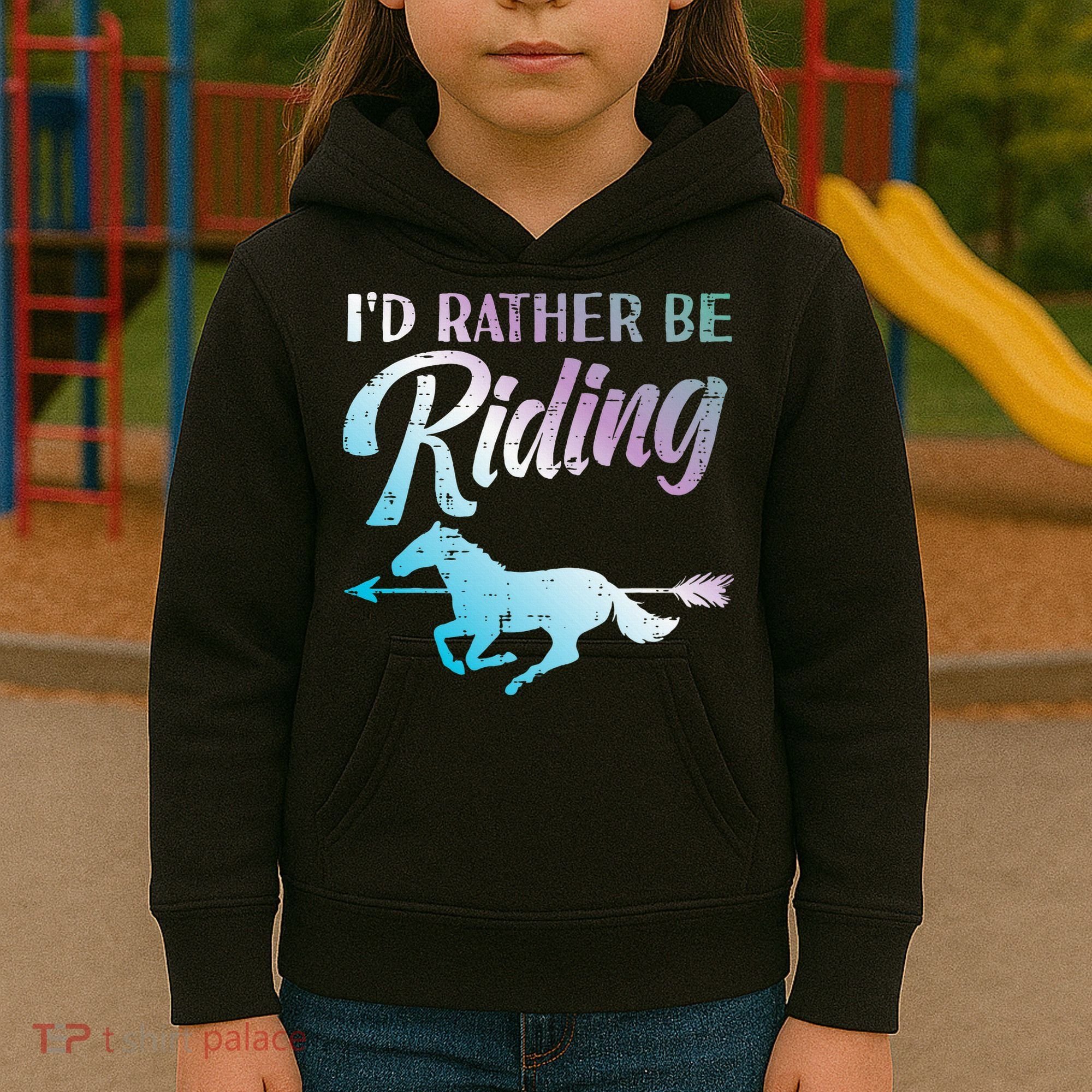 Id Rather Be Riding Horse Rider Equestrian Kids Hoodie
