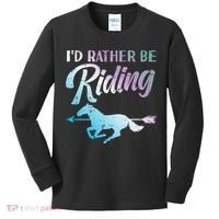Id Rather Be Riding Horse Rider Equestrian Kids Long Sleeve Shirt thumb 0