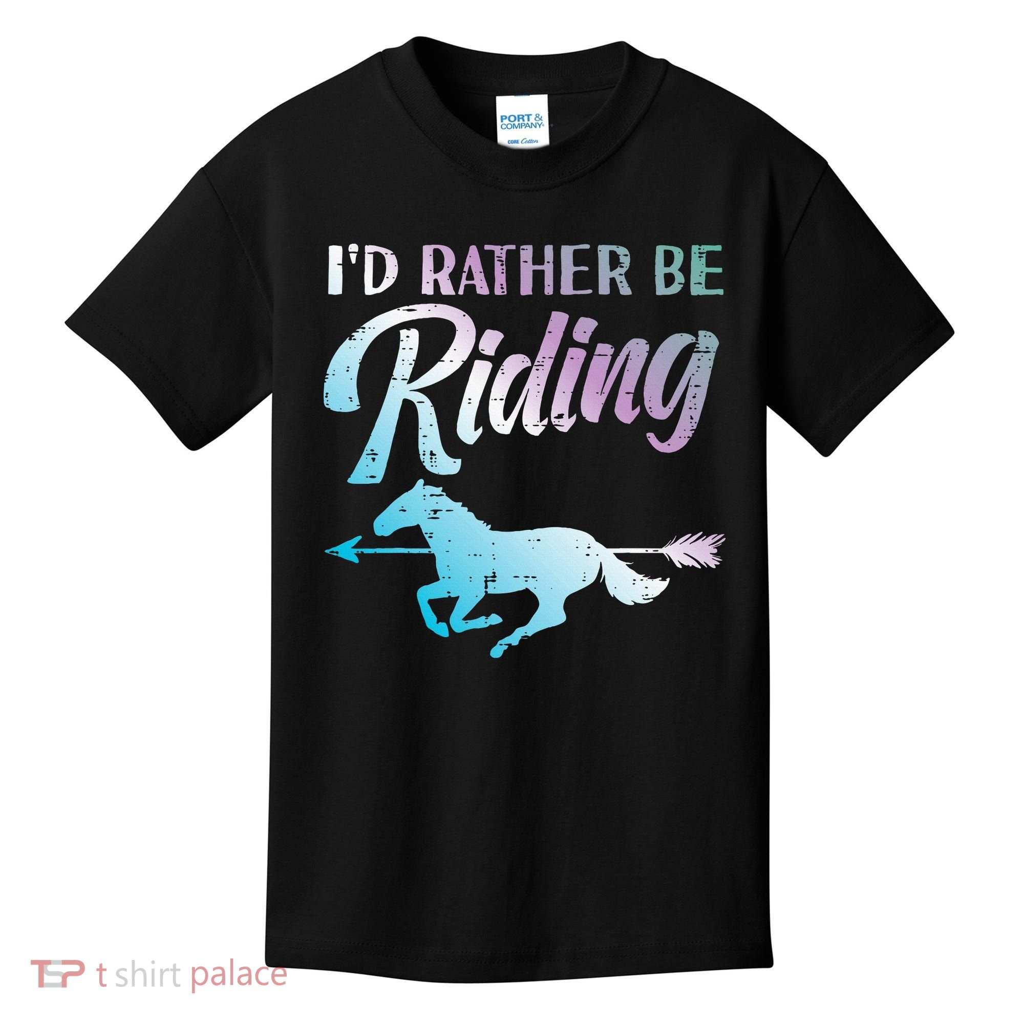 Id Rather Be Riding Horse Rider Equestrian Kids T-Shirt