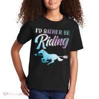 Id Rather Be Riding Horse Rider Equestrian Kids T-Shirt thumb 2