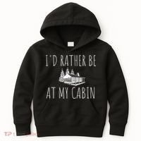 I'd Rather Be At My Cabin Mountain Life Kids Hoodie thumb 0