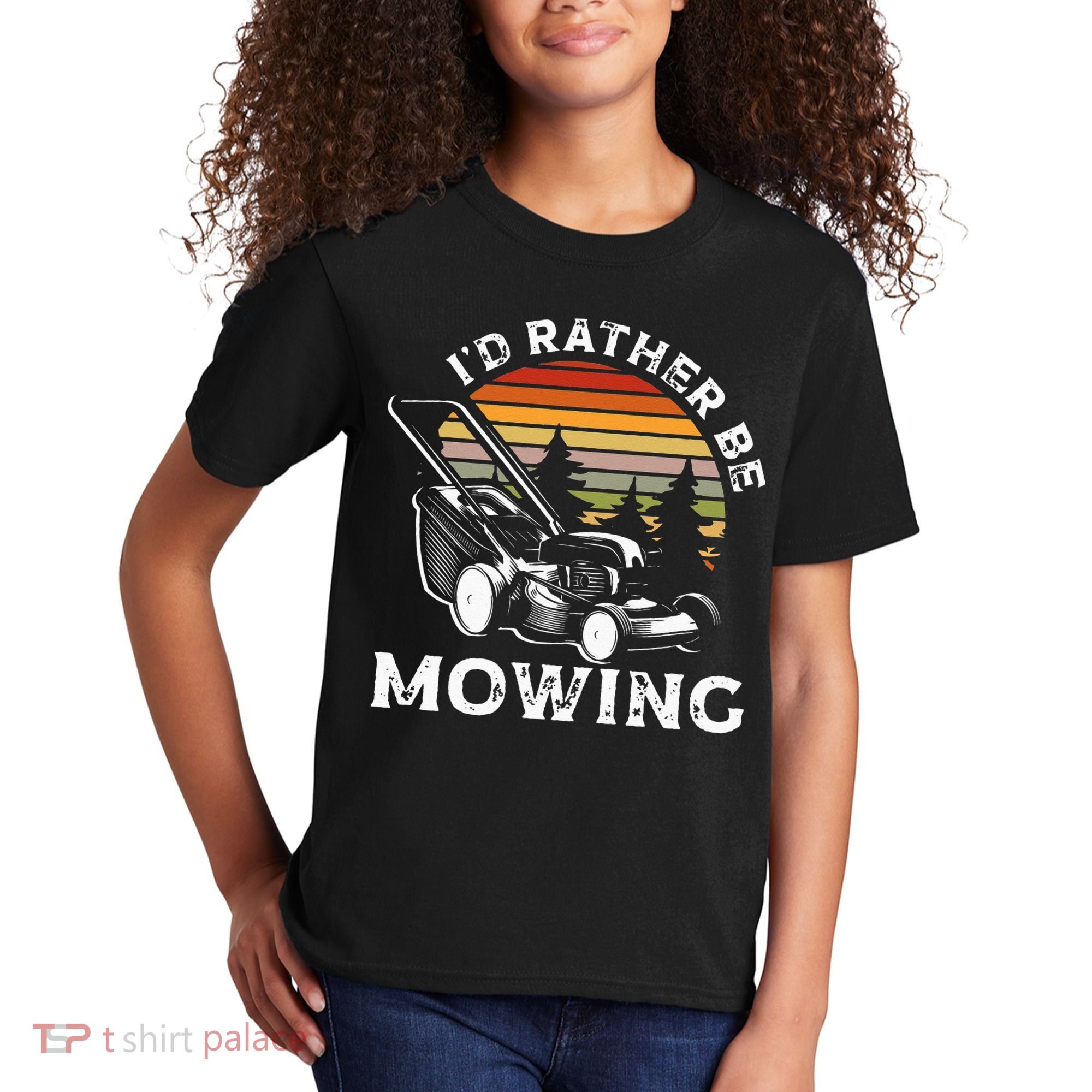 Id Rather Be Mowing Lawn Mowing Gardener Kids T-Shirt