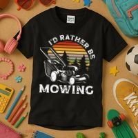 Id Rather Be Mowing Lawn Mowing Gardener Kids T-Shirt thumb 3