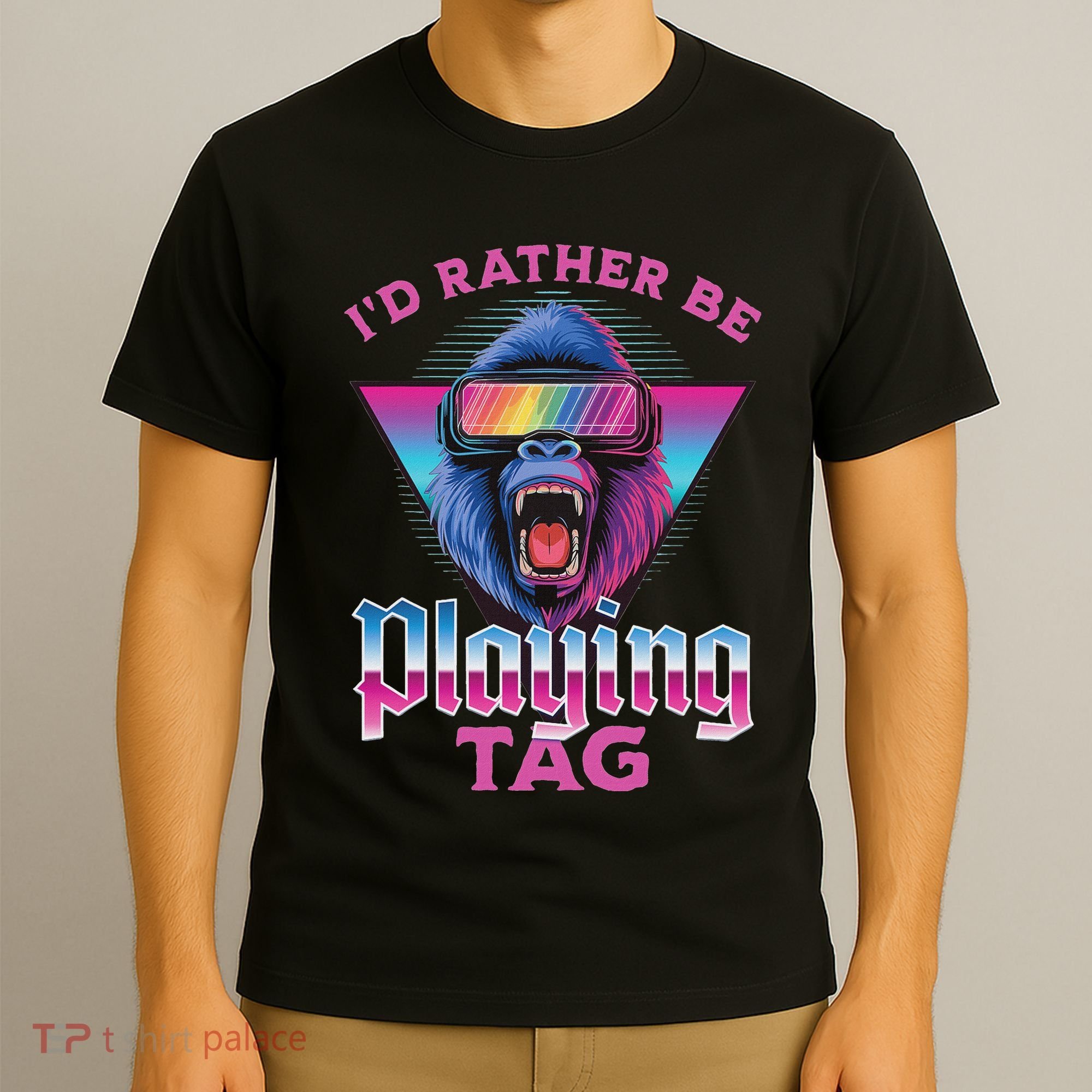 ID Rather Be Playing Tag Gorilla Vr Monke Gamer T-Shirt