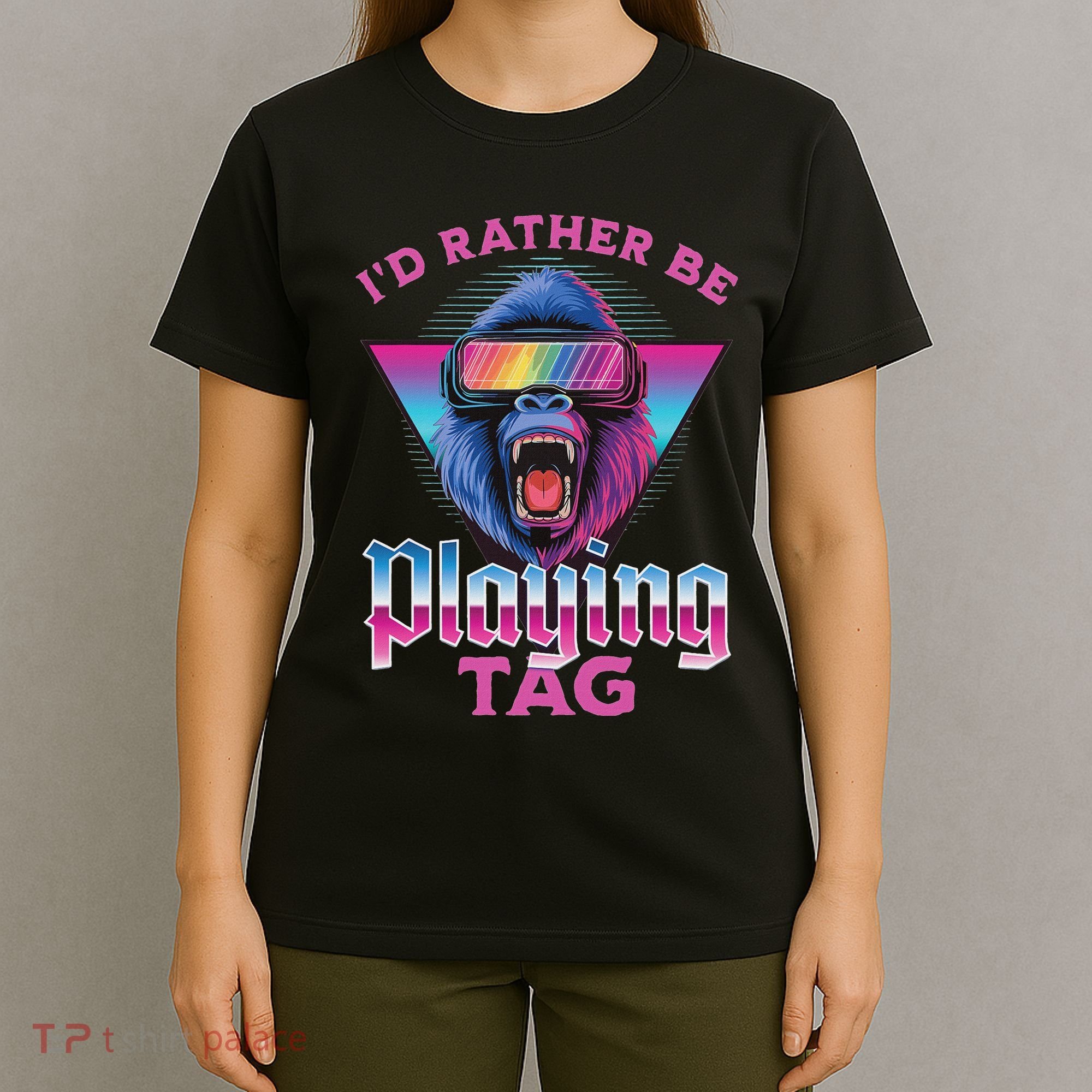 ID Rather Be Playing Tag Gorilla Vr Monke Gamer T-Shirt