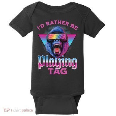 ID Rather Be Playing Tag Gorilla Vr Monke Gamer Baby Bodysuit