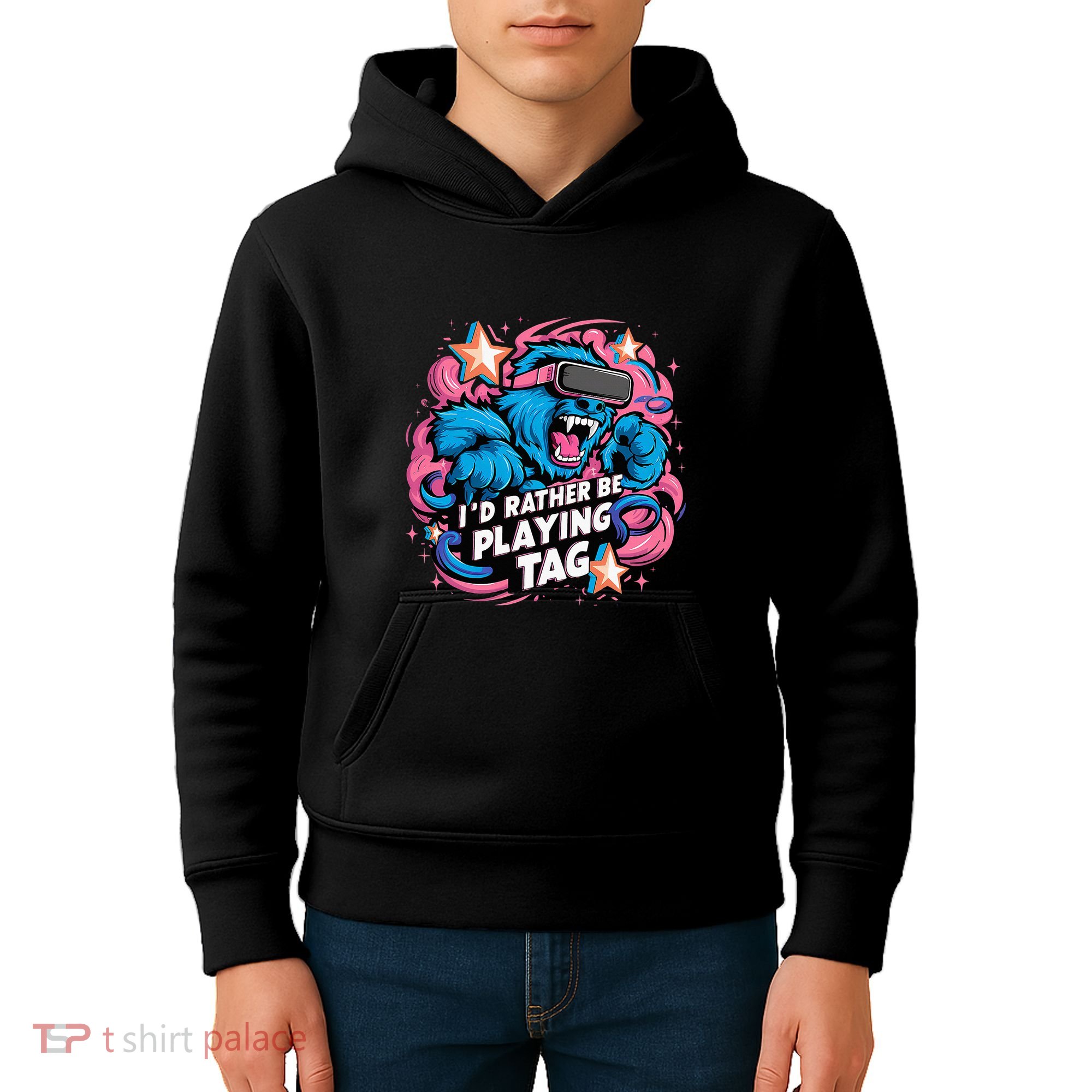 Id Rather Be Playing Tag Gorilla Kids Hoodie