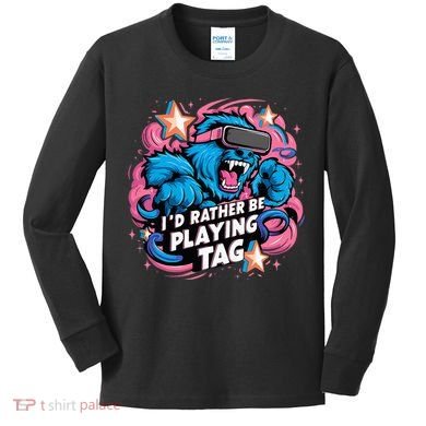 Id Rather Be Playing Tag Gorilla Kids Long Sleeve Shirt