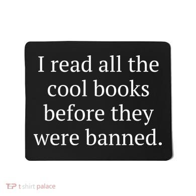 I Read Banned Books Cool Old Bibliophile Mousepad