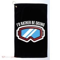 Id Rather Be Skiing Ski Goggles Gift Golf Towel thumb 0