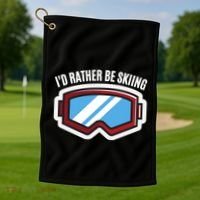 Id Rather Be Skiing Ski Goggles Gift Golf Towel thumb 1
