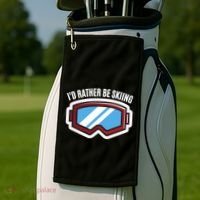 Id Rather Be Skiing Ski Goggles Gift Golf Towel thumb 2