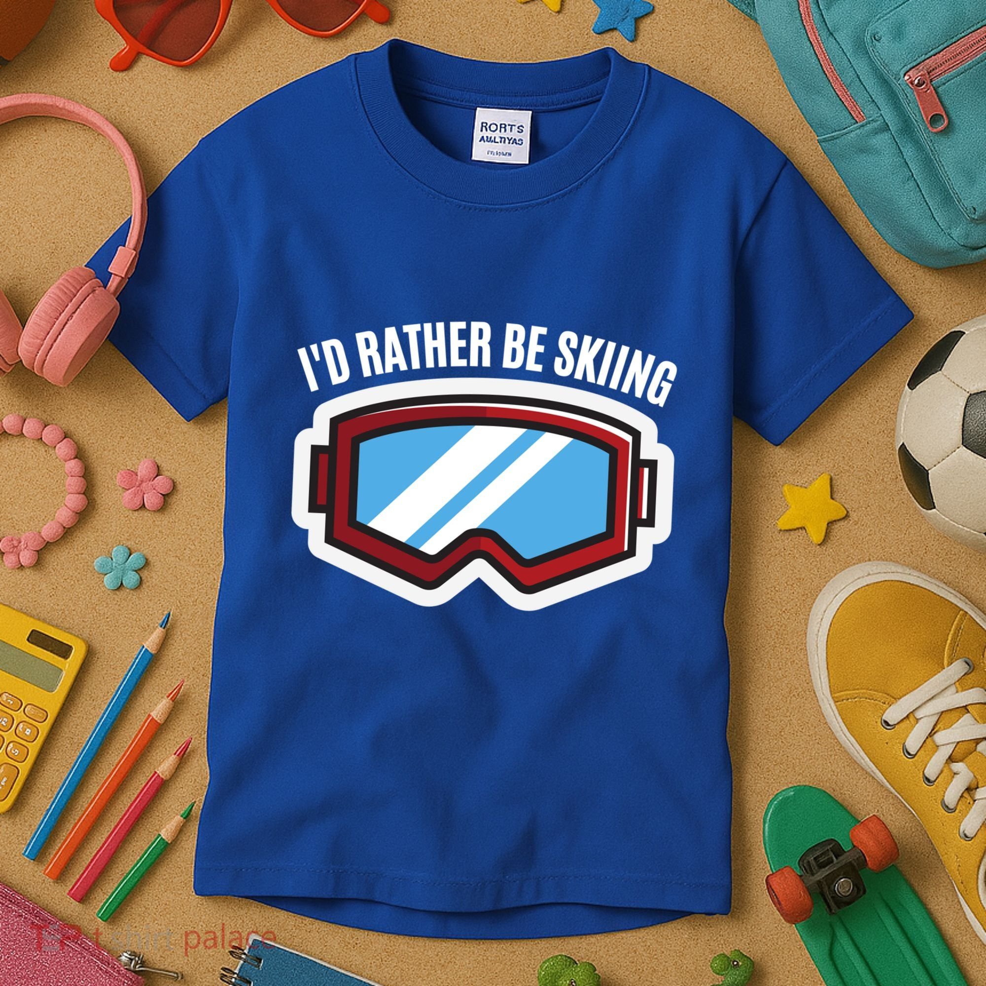 Id Rather Be Skiing Ski Goggles Gift Kids T-Shirt