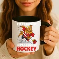 I'd Rather Be Playing Hockey With A Dragon For Hockey Great Gift Coffee Mug thumb 3