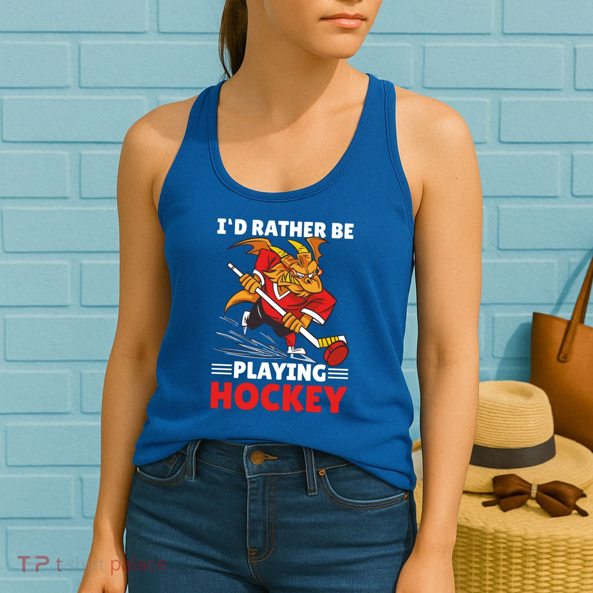 I'd Rather Be Playing Hockey With A Dragon For Hockey Great Gift Women's Tank Top