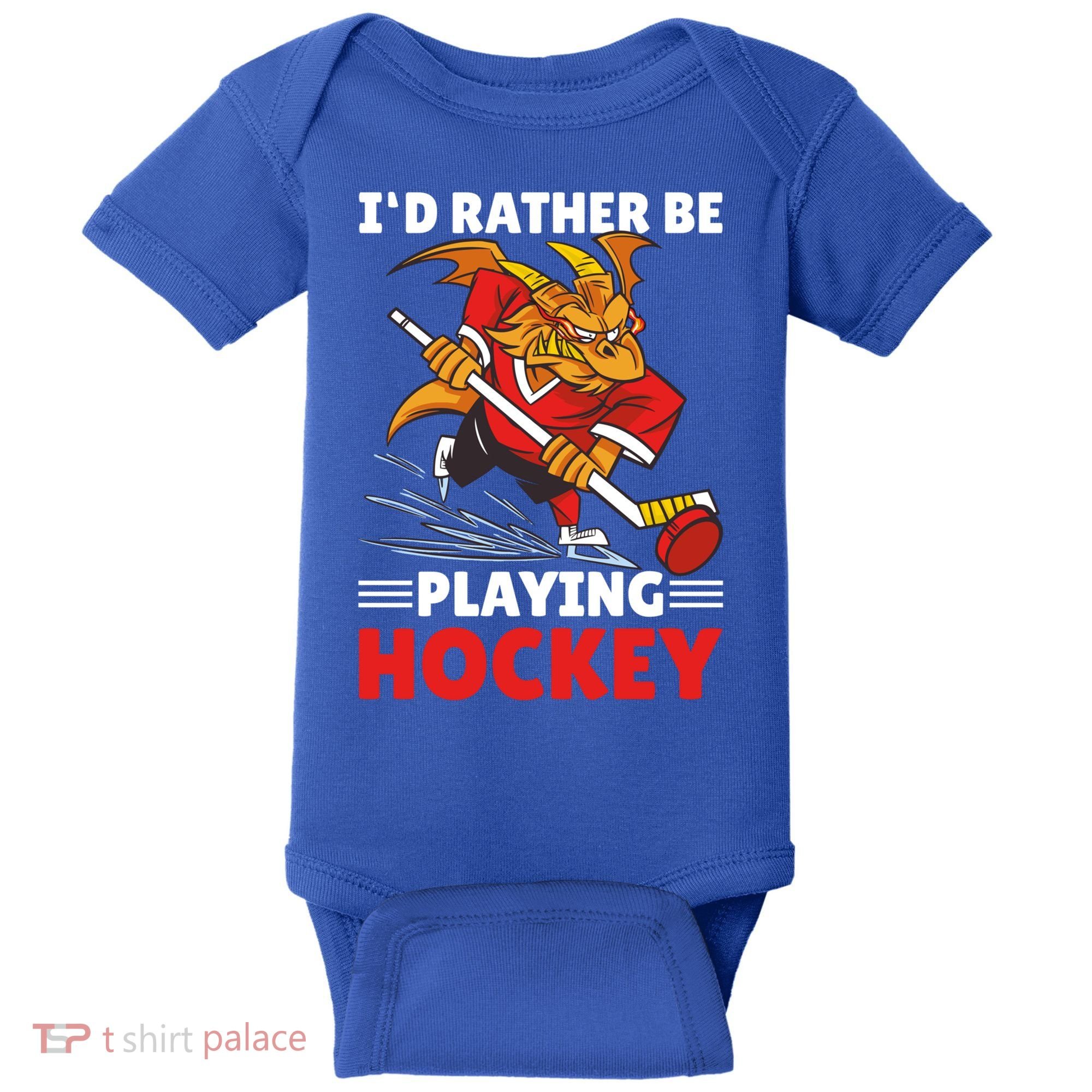 I'd Rather Be Playing Hockey With A Dragon For Hockey Great Gift Baby Bodysuit