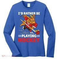I'd Rather Be Playing Hockey With A Dragon For Hockey Great Gift Women's Long Sleeve Shirt thumb 0