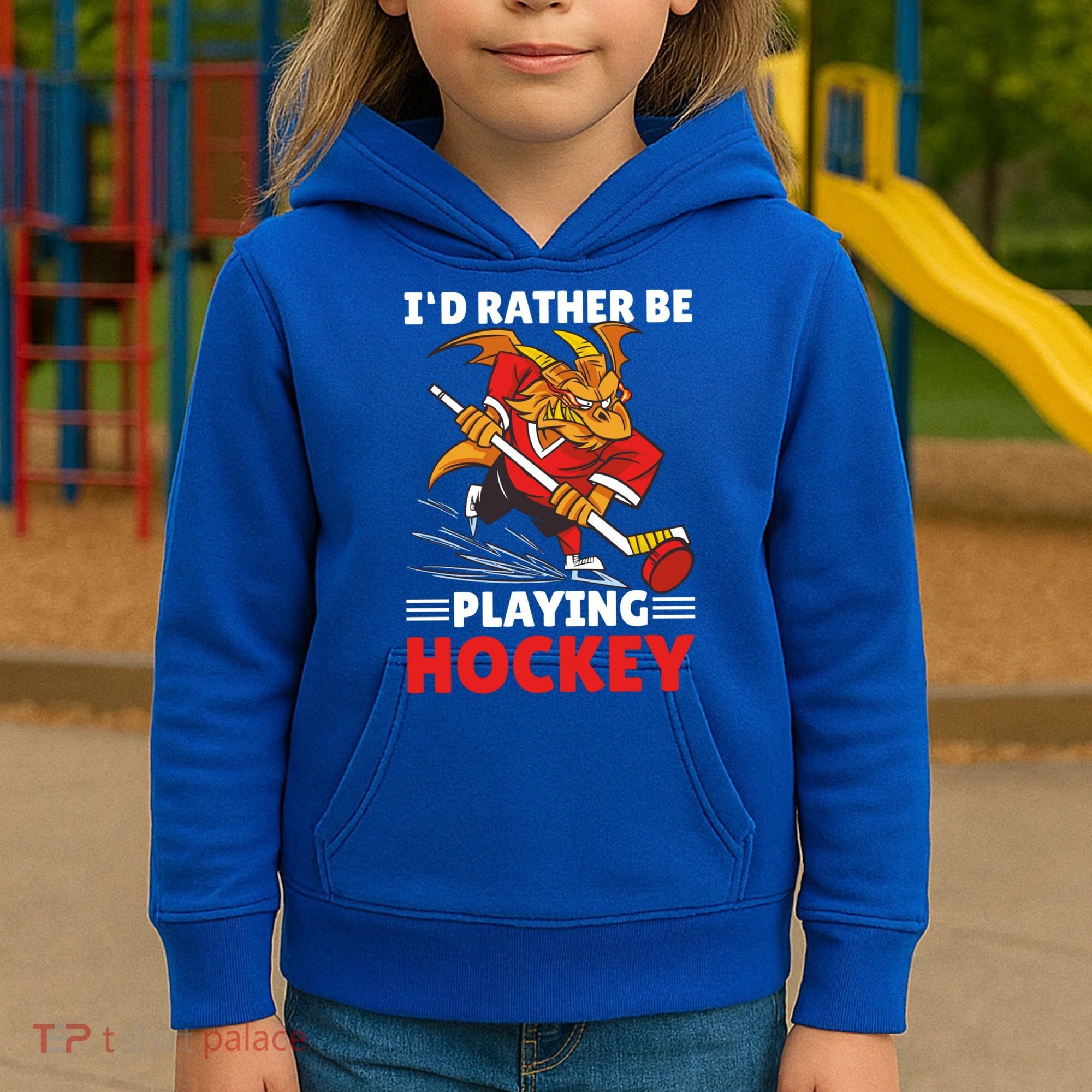 I'd Rather Be Playing Hockey With A Dragon For Hockey Great Gift Kids Hoodie