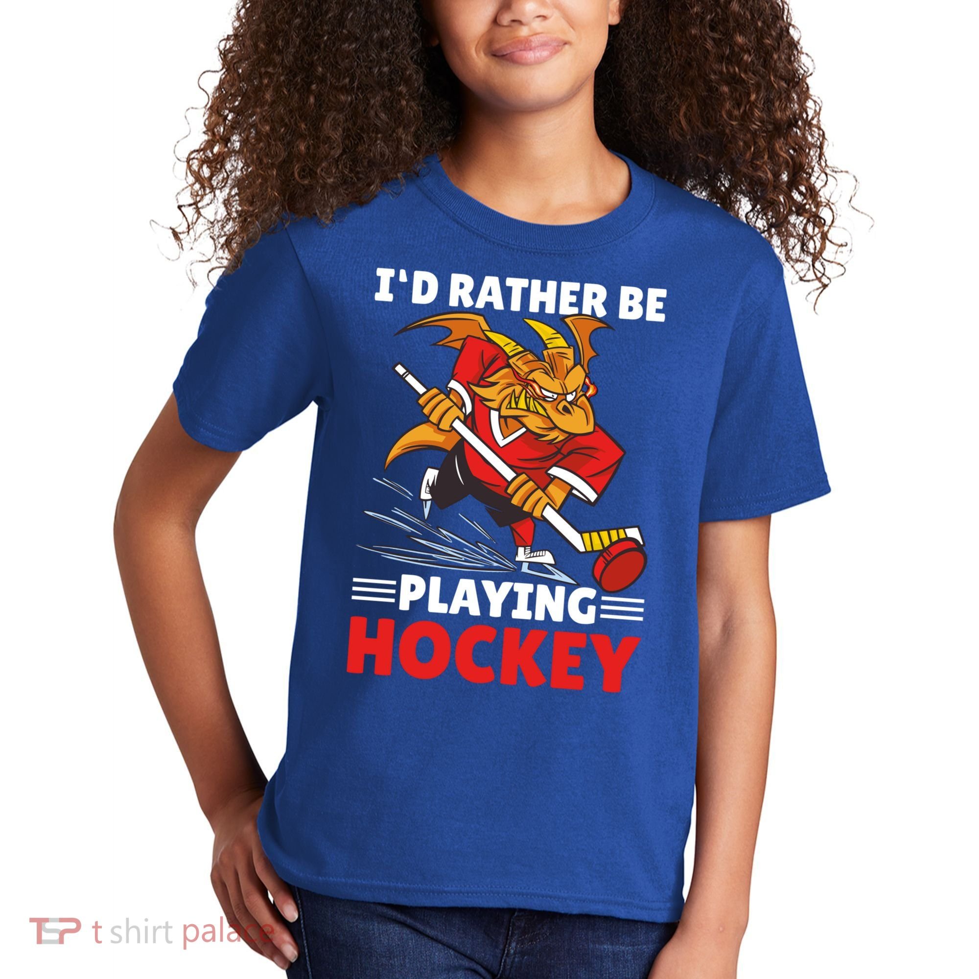 I'd Rather Be Playing Hockey With A Dragon For Hockey Great Gift Kids T-Shirt