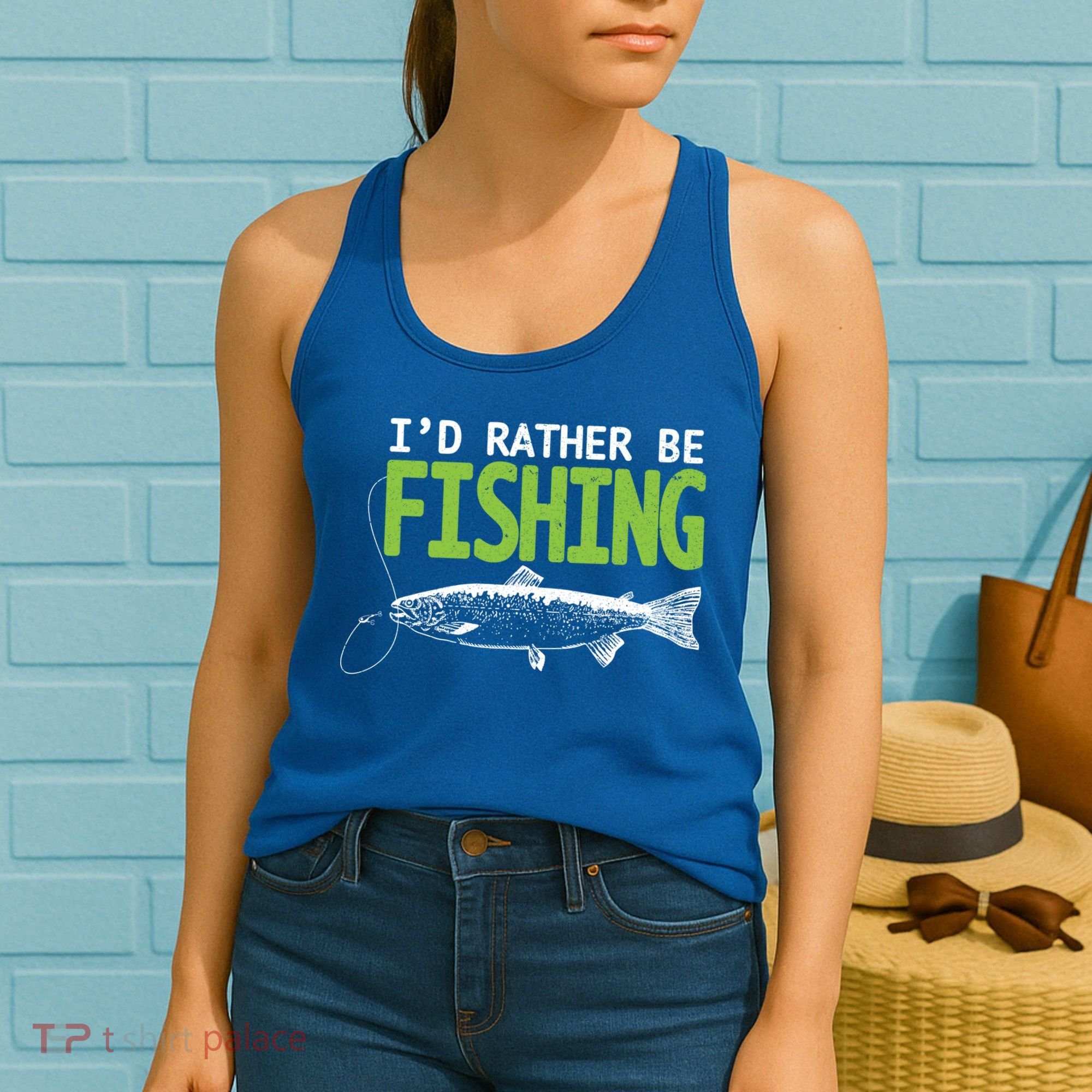 I'd Rather Be Fishing Funny Gift Trout And Salmon Fishing Lovers Women's Tank Top