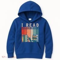 I Read Banned Books Reader Bookworm Gift Kids Hoodie thumb 0