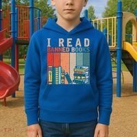 I Read Banned Books Reader Bookworm Gift Kids Hoodie thumb 2