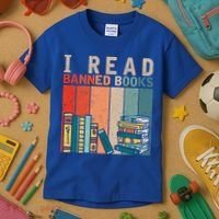 I Read Banned Books Reader Bookworm Gift Kids T-Shirt thumb 3