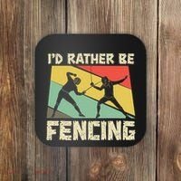 ID Rather Be Fencing Funny Sword Saber Epee Fencer Gifts Coaster thumb 0