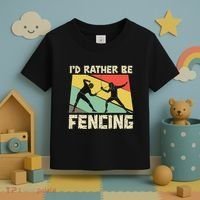 ID Rather Be Fencing Funny Sword Saber Epee Fencer Gifts Toddler T-Shirt thumb 3