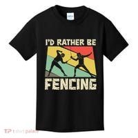 ID Rather Be Fencing Funny Sword Saber Epee Fencer Gifts Kids T-Shirt thumb 0