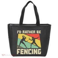 ID Rather Be Fencing Funny Sword Saber Epee Fencer Gifts Tote Bag thumb 0