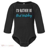 I'd Rather Be Bird Watching Funny Bird Watcher Gift Baby Long Sleeve Bodysuit thumb 0
