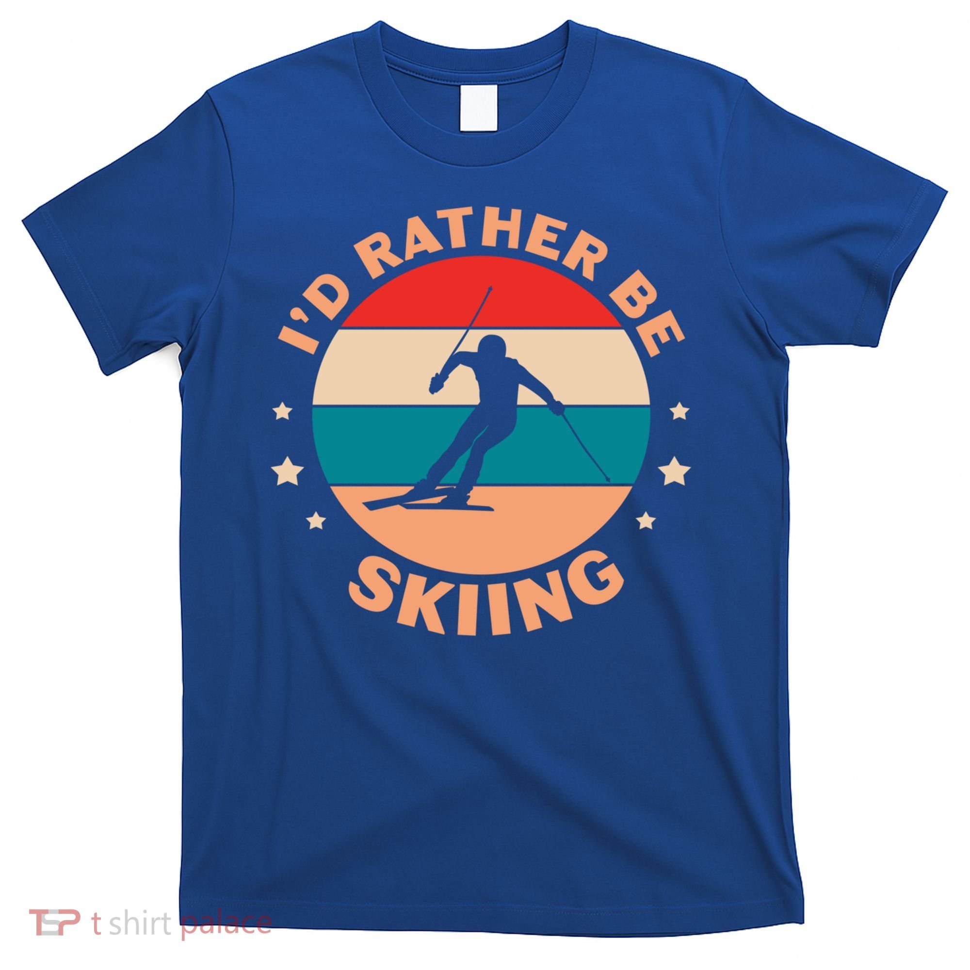 Id Rather Be Skiing Ski Skier Retro Vintage Gift T-Shirt