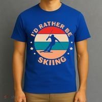Id Rather Be Skiing Ski Skier Retro Vintage Gift T-Shirt thumb 3