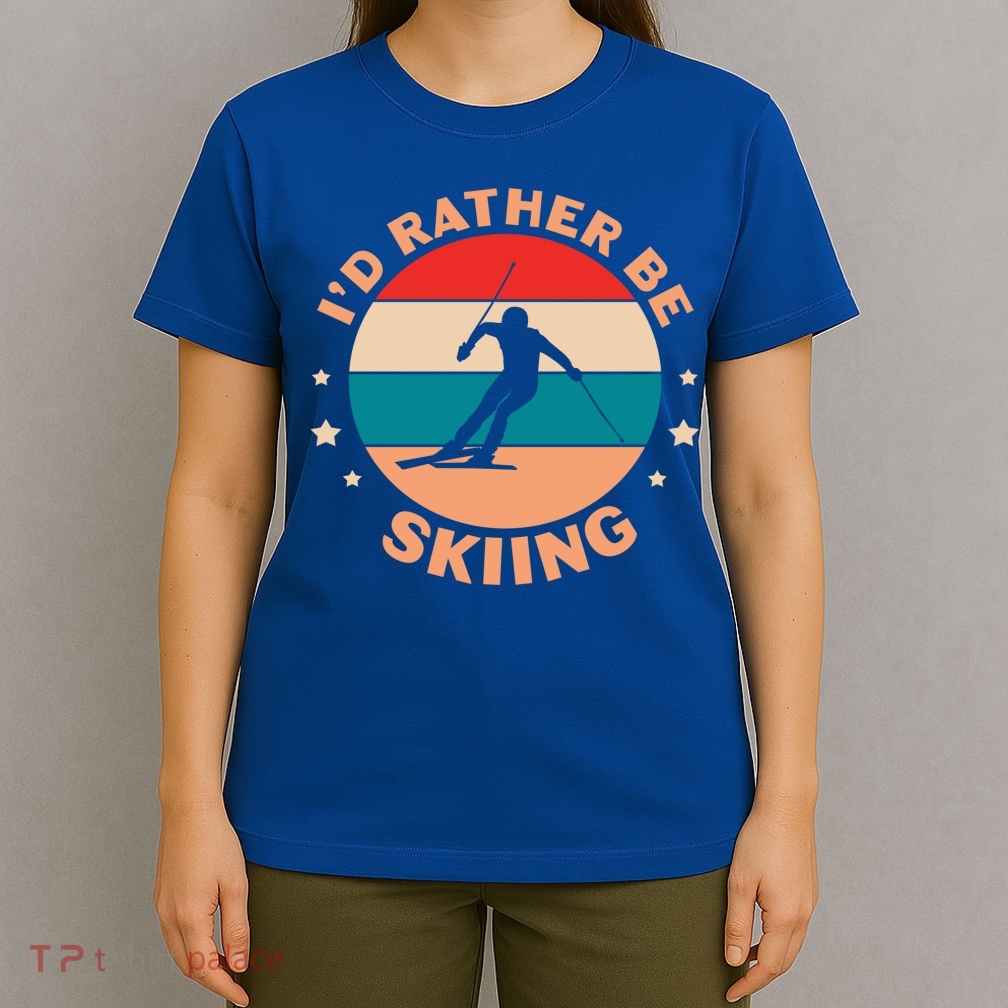 Id Rather Be Skiing Ski Skier Retro Vintage Gift T-Shirt