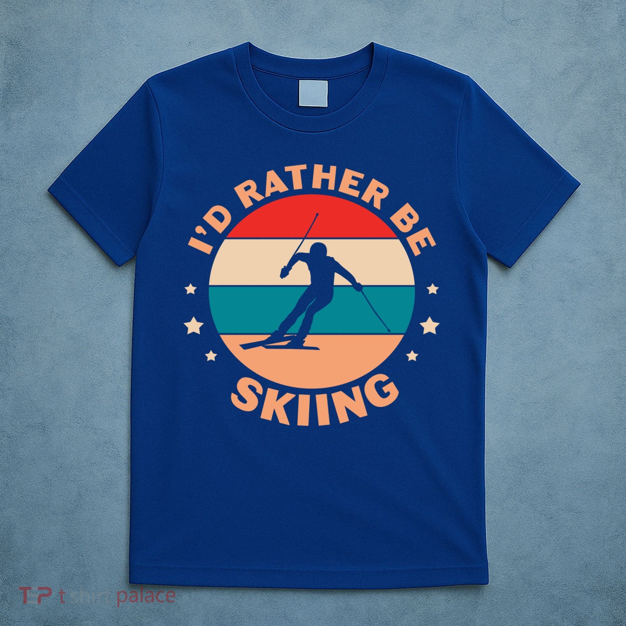 Id Rather Be Skiing Ski Skier Retro Vintage Gift T-Shirt