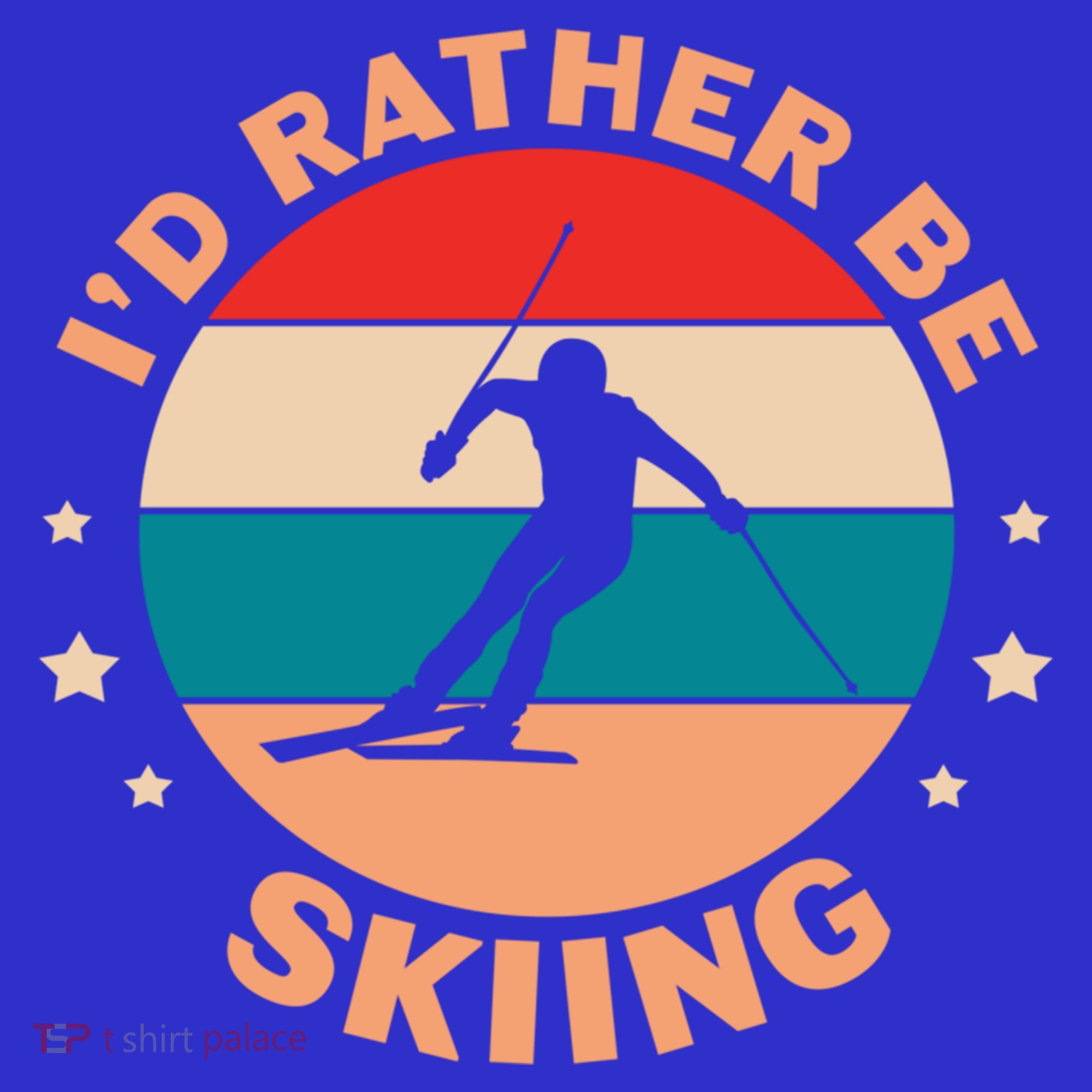Id Rather Be Skiing Ski Skier Retro Vintage Gift T-Shirt