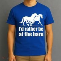 I'd Rather Be At The Barn Horse Gift And Great Gift T-Shirt thumb 3