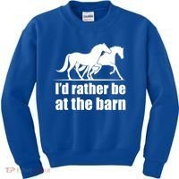 I'd Rather Be At The Barn Horse Gift And Great Gift Kids Sweatshirt thumb 0