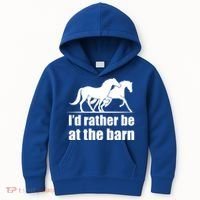 I'd Rather Be At The Barn Horse Gift And Great Gift Kids Hoodie thumb 0