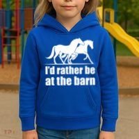 I'd Rather Be At The Barn Horse Gift And Great Gift Kids Hoodie thumb 3