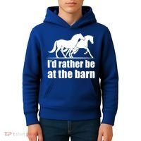I'd Rather Be At The Barn Horse Gift And Great Gift Kids Hoodie thumb 4