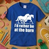 I'd Rather Be At The Barn Horse Gift And Great Gift Kids T-Shirt thumb 3