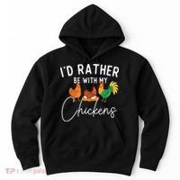 ID Rather Be With My Chickens Chicken Lover Farming Hoodie thumb 0