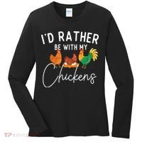 ID Rather Be With My Chickens Chicken Lover Farming Women's Long Sleeve Shirt thumb 0