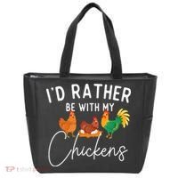 ID Rather Be With My Chickens Chicken Lover Farming Tote Bag thumb 0