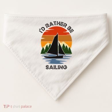 ID Rather Be Sailing Vintage Sunset Boating USA-Made Doggie Bandana