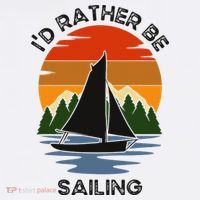 ID Rather Be Sailing Vintage Sunset Boating T-Shirt thumb 7